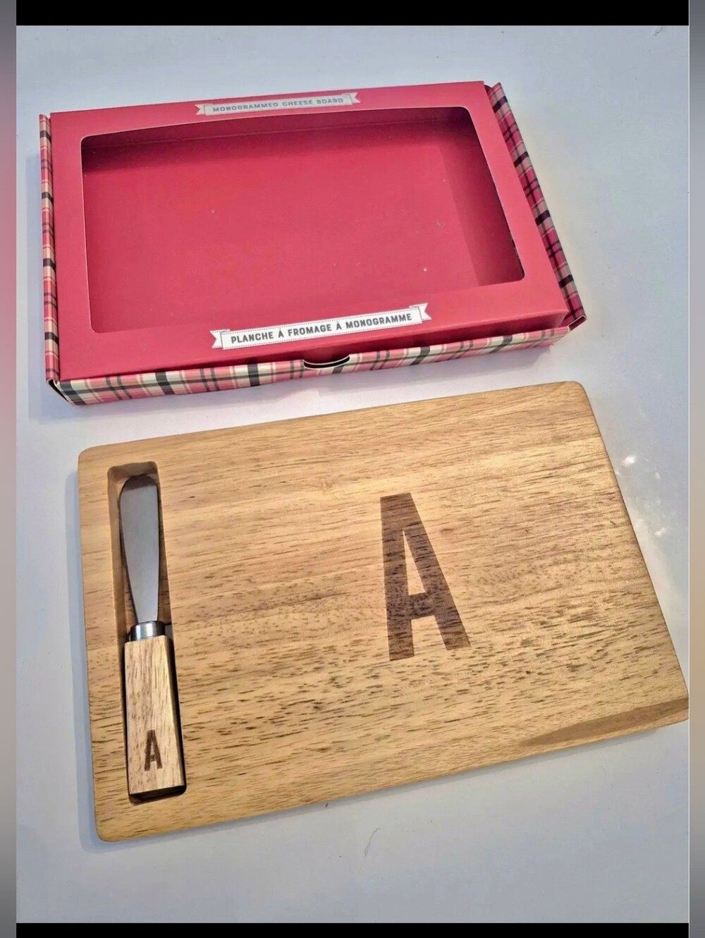 Monogrammed Wooden Cheese Board with A Initial - Natural - Mini Cheese Board